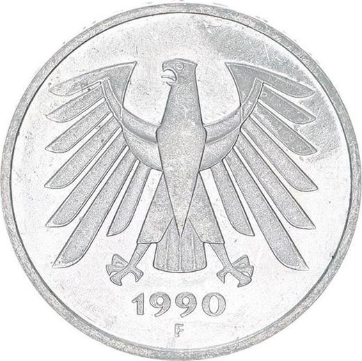Reverso 5 marcos 1990 F - valor de la moneda  - Alemania, RFA