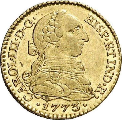 Аверс монеты - 1 эскудо 1773 года S CF - цена золотой монеты - Испания, Карл III
