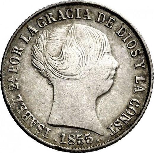 Awers monety - 4 reales 1855 Ośmioramienne gwiazdy - cena srebrnej monety - Hiszpania, Izabela II