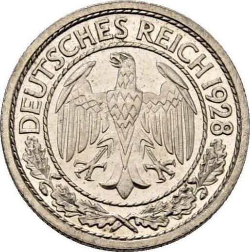 Аверс монеты - 50 рейхспфеннигов 1928 года J - цена  монеты - Германия, Bеймарская республика