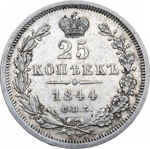 Reverse 25 Kopeks 1844 СПБ КБ "Eagle 1845-1847" - Silver Coin Value - Russia, Nicholas I