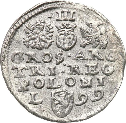 Rewers monety - Trojak 1599 L "Mennica lubelska" - cena srebrnej monety - Polska, Zygmunt III