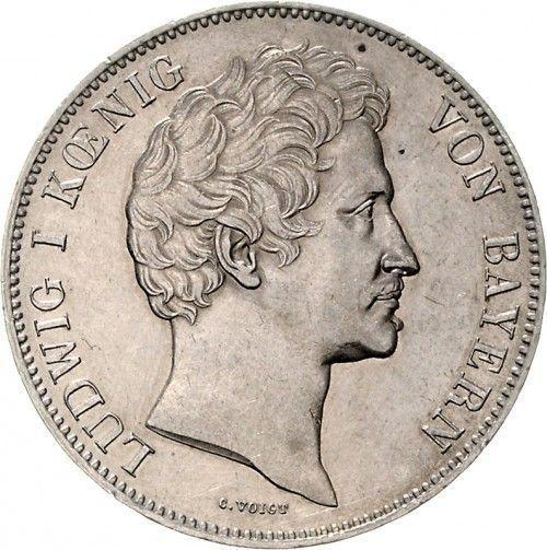 Аверс монеты - 2 талера 1839 года - цена серебряной монеты - Бавария, Людвиг I
