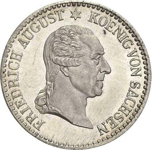 Anverso 1/6 tálero 1827 S "La muerte del rey" - valor de la moneda de plata - Sajonia, Federico Augusto I