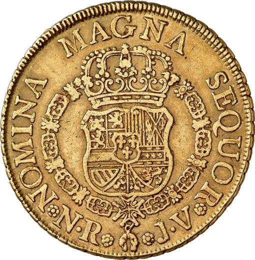 Реверс монеты - 8 эскудо 1760 года NR JV - цена золотой монеты - Колумбия, Фердинанд VI