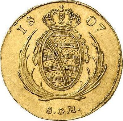 Реверс монеты - Дукат 1807 года S.G.H. - цена золотой монеты - Саксония-Альбертина, Фридрих Август I