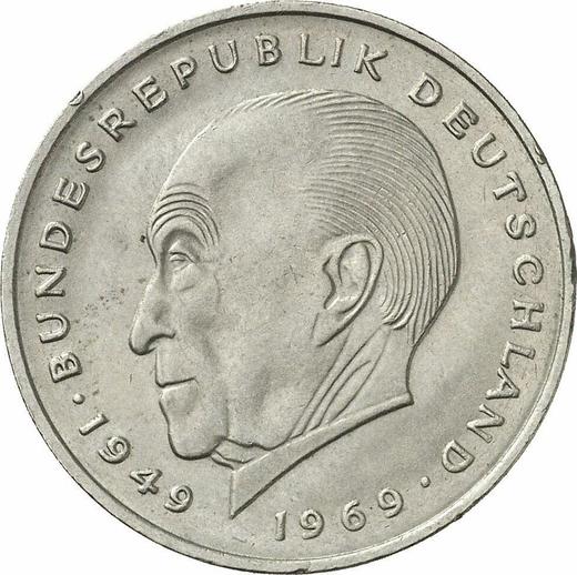 Аверс монеты - 2 марки 1972 года F "Аденауэр" - цена  монеты - Германия, ФРГ