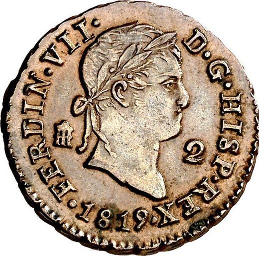 Anverso 2 maravedíes 1819 "Tipo 1816-1833" - valor de la moneda  - España, Fernando VII