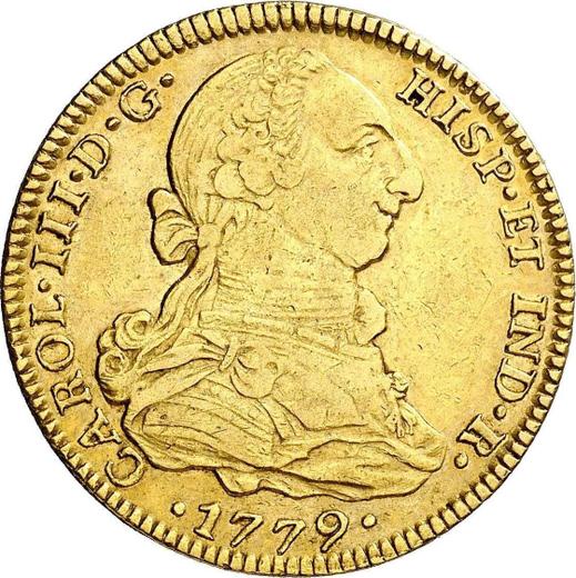 Awers monety - 4 escudo 1779 Mo FF - cena złotej monety - Meksyk, Karol III