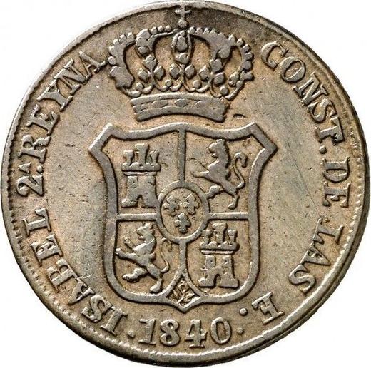Аверс монеты - 3 куарто 1840 года "Каталония" - цена  монеты - Испания, Изабелла II