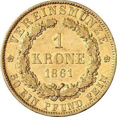 Rewers monety - 1 krone 1861 B - cena złotej monety - Hanower, Jerzy V