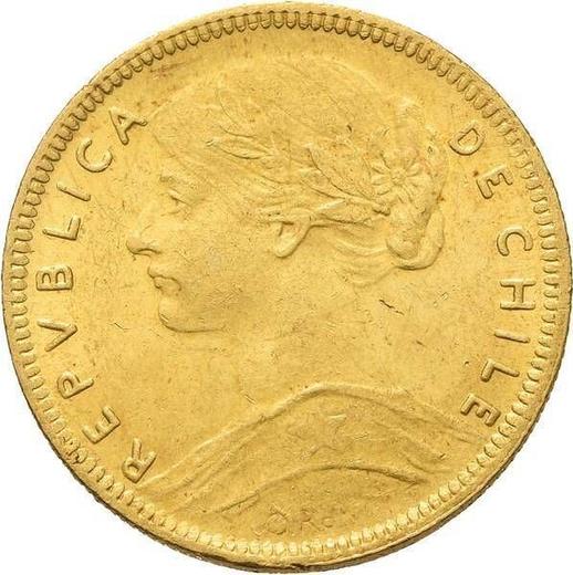 Аверс монеты - 20 песо 1914 года So - цена золотой монеты - Чили, Республика