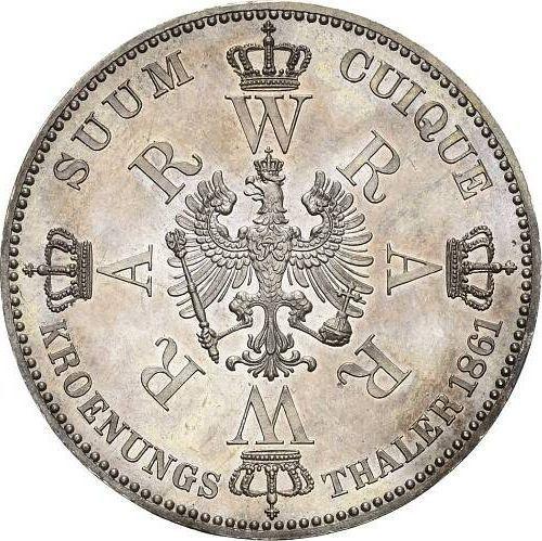 Reverso Tálero 1861 A "Coronación" - valor de la moneda de plata - Prusia, Guillermo I