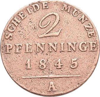 Реверс монеты - 2 пфеннига 1845 года A - цена  монеты - Пруссия, Фридрих Вильгельм IV