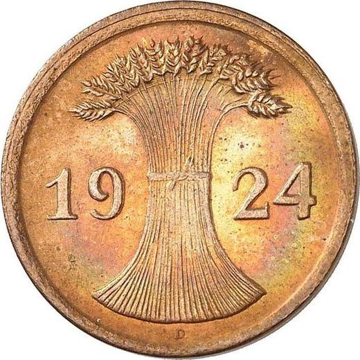 Reverso 2 Rentenpfennigs 1924 D - valor de la moneda  - Alemania, República de Weimar