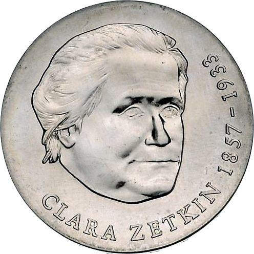 Awers monety - Próba 20 marek 1982 "Clara Zetkin" - cena srebrnej monety - Niemcy, NRD