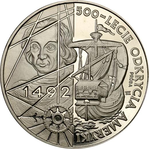 Reverso Pruebas 200000 eslotis 1992 MW ET "500 aniversario del descubrimiento de América" Níquel - valor de la moneda  - Polonia, República moderna
