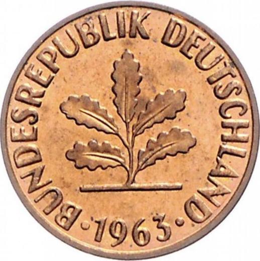 Реверс монеты - 2 пфеннига 1963 года J - цена  монеты - Германия, ФРГ