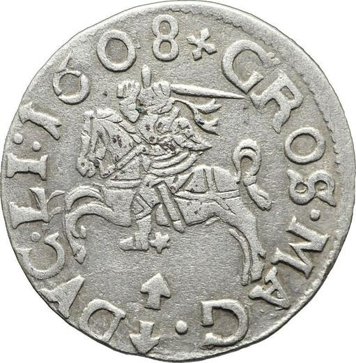 Реверс монеты - 1 грош 1608 года "Литва" - цена серебряной монеты - Польша, Сигизмунд III Ваза
