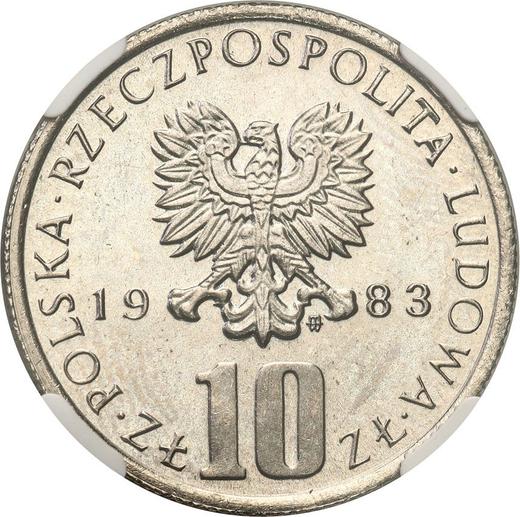 Аверс монеты - 10 злотых 1983 года MW "100 лет со дня смерти Болеслава Пруса" - цена  монеты - Польша, Народная Республика