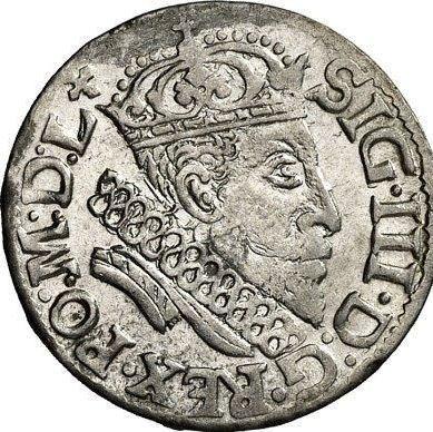 Anverso Trojak (3 groszy) 1608 "Lituania" - valor de la moneda de plata - Polonia, Segismundo III