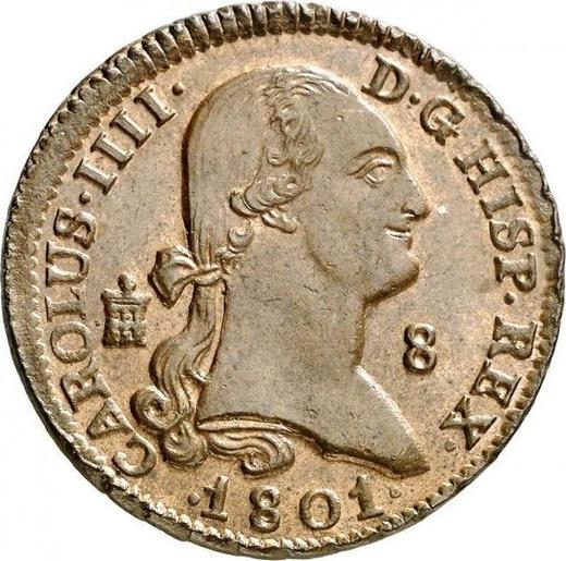 Аверс монеты - 8 мараведи 1801 года - цена  монеты - Испания, Карл IV