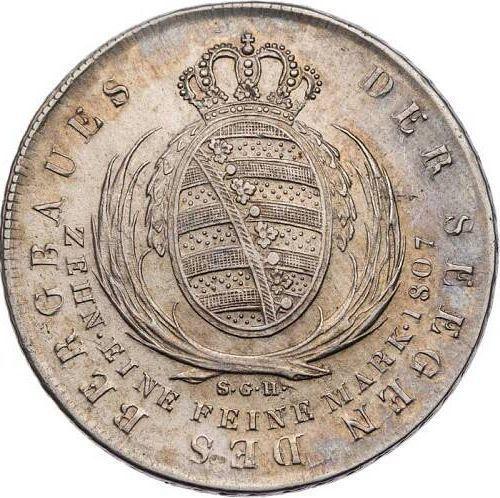 Reverso Tálero 1807 S.G.H. "Minero" - valor de la moneda de plata - Sajonia, Federico Augusto I