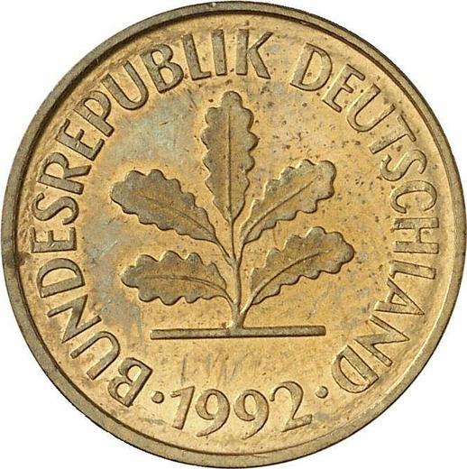 Реверс монеты - 5 пфеннигов 1992 года A - цена  монеты - Германия, ФРГ