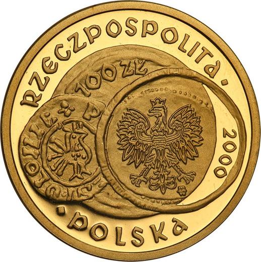 Аверс монеты - 100 злотых 2000 года MW RK "1000 лет Конгрессу в Гнезно" - цена золотой монеты - Польша, III Республика после деноминации