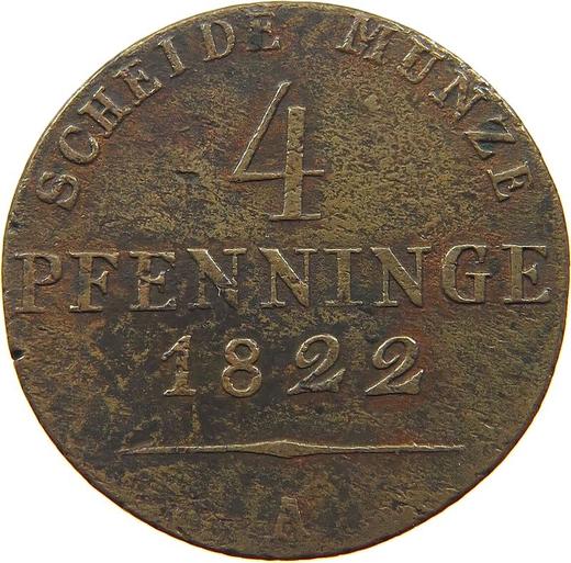 Реверс монеты - 4 пфеннига 1822 года A - цена  монеты - Пруссия, Фридрих Вильгельм III