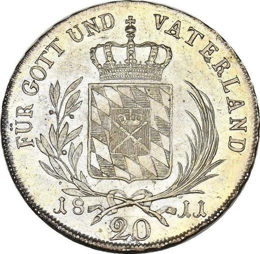 Реверс монеты - 20 крейцеров 1811 года - цена серебряной монеты - Бавария, Максимилиан I