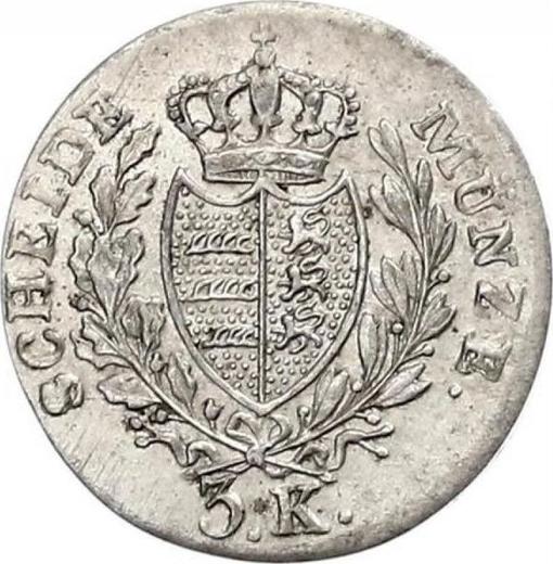 Реверс монеты - 3 крейцера 1837 года - цена серебряной монеты - Вюртемберг, Вильгельм I