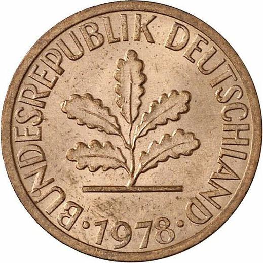 Rewers monety - 1 fenig 1978 F - cena  monety - Niemcy, RFN