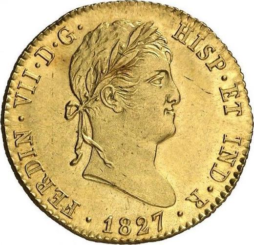 Аверс монеты - 2 эскудо 1827 года S JB - цена золотой монеты - Испания, Фердинанд VII