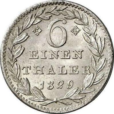 Reverso 1/6 tálero 1829 - valor de la moneda de plata - Hesse-Cassel, Guillermo II