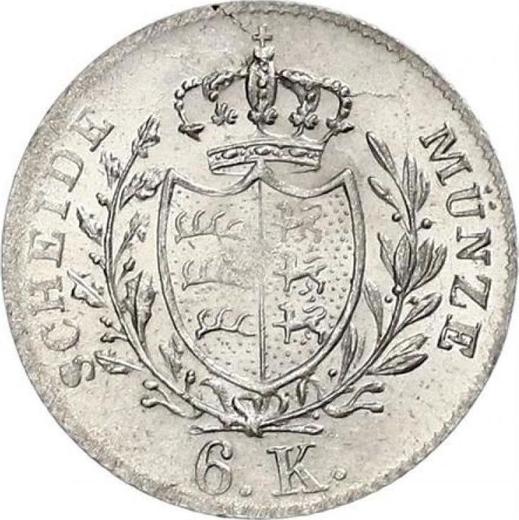 Reverso 6 Kreuzers 1834 - valor de la moneda de plata - Wurtemberg, Guillermo I