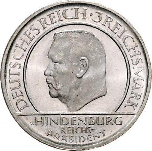 Аверс монеты - 3 рейхсмарки 1929 года F "Конституция" - цена серебряной монеты - Германия, Bеймарская республика