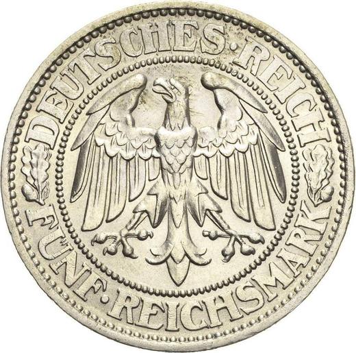 Anverso 5 Reichsmarks 1931 D "Roble" - valor de la moneda de plata - Alemania, República de Weimar