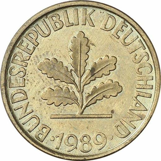 Реверс монеты - 10 пфеннигов 1989 года F - цена  монеты - Германия, ФРГ