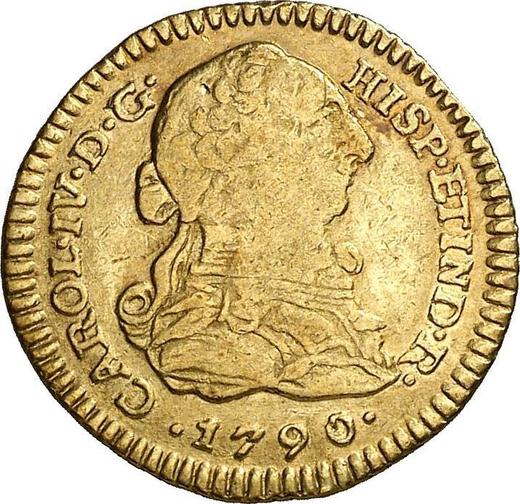 Аверс монеты - 1 эскудо 1790 года NR JJ - цена золотой монеты - Колумбия, Карл IV