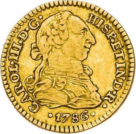 Аверс монеты - 1 эскудо 1786 года Mo FM - цена золотой монеты - Мексика, Карл III
