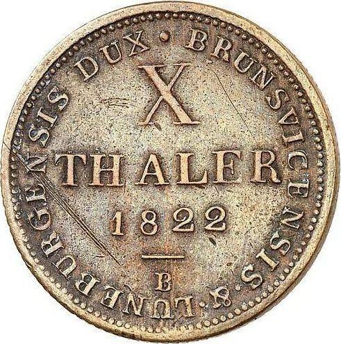 Rewers monety - 10 talarów 1822 B Miedź - cena  monety - Hanower, Jerzy IV