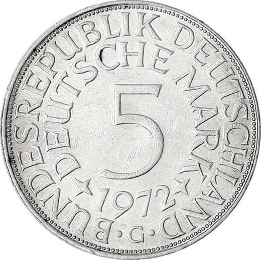 Аверс монеты - 5 марок 1951-1974 года Поворот штемпеля - цена серебряной монеты - Германия, ФРГ