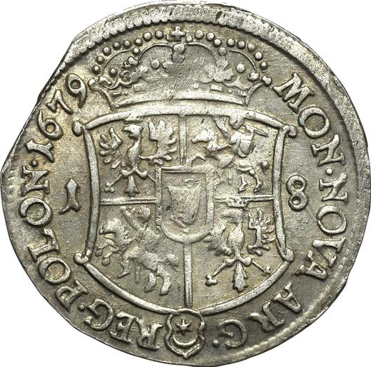 Rewers monety - Ort (18 groszy) 1679 "Tarcza wklęsła" - cena srebrnej monety - Polska, Jan III Sobieski