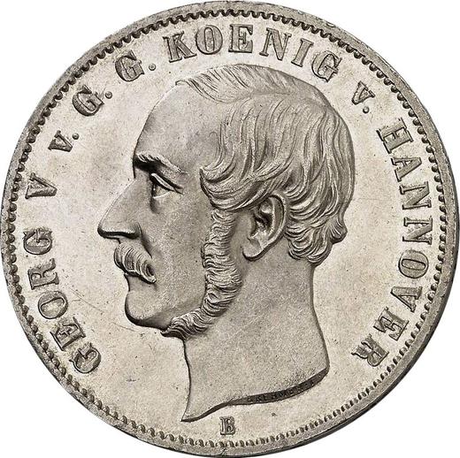 Аверс монеты - Талер 1854 года B - цена серебряной монеты - Ганновер, Георг V