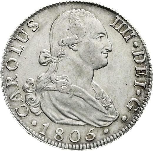 Аверс монеты - 8 реалов 1805 года M FA - цена серебряной монеты - Испания, Карл IV
