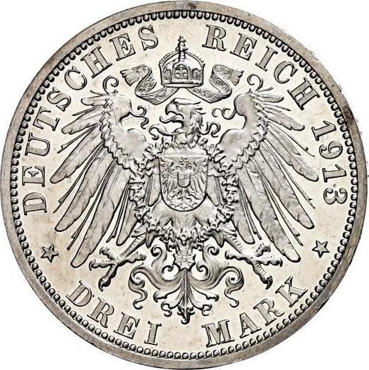 Reverso 3 marcos 1913 A "Lübeck" - valor de la moneda de plata - Alemania, Imperio alemán