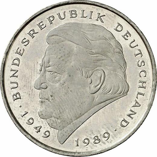 Anverso 2 marcos 1991 J "Franz Josef Strauß" - valor de la moneda  - Alemania, RFA