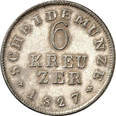 Rewers monety - 6 krajcarów 1827 - cena srebrnej monety - Hesja-Darmstadt, Ludwik I