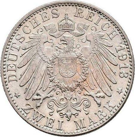Reverso 2 marcos 1913 G "Baden" - valor de la moneda de plata - Alemania, Imperio alemán